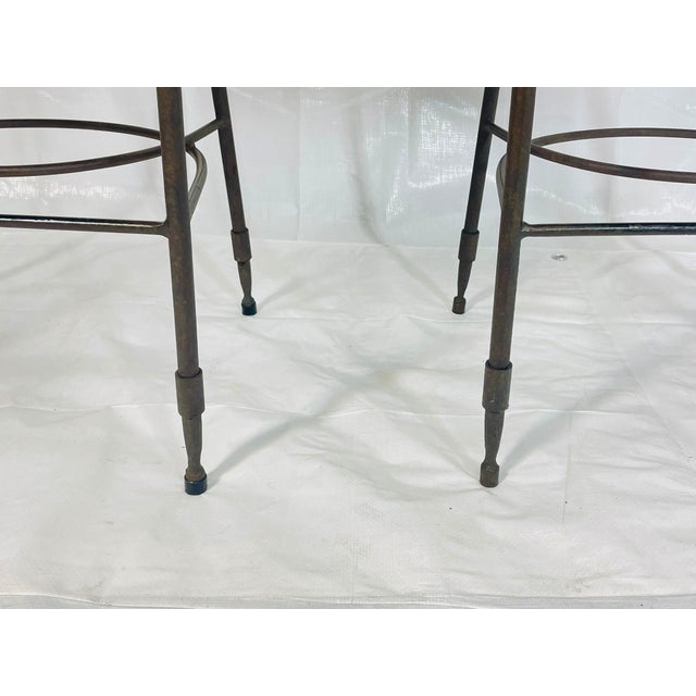 1990s Industrial Steel Counter Stools With Leather Seats, Set of 3 For Sale - Image 17 of 18