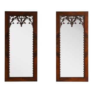 19th Century France Gothic Brown Wood Mirror For Sale