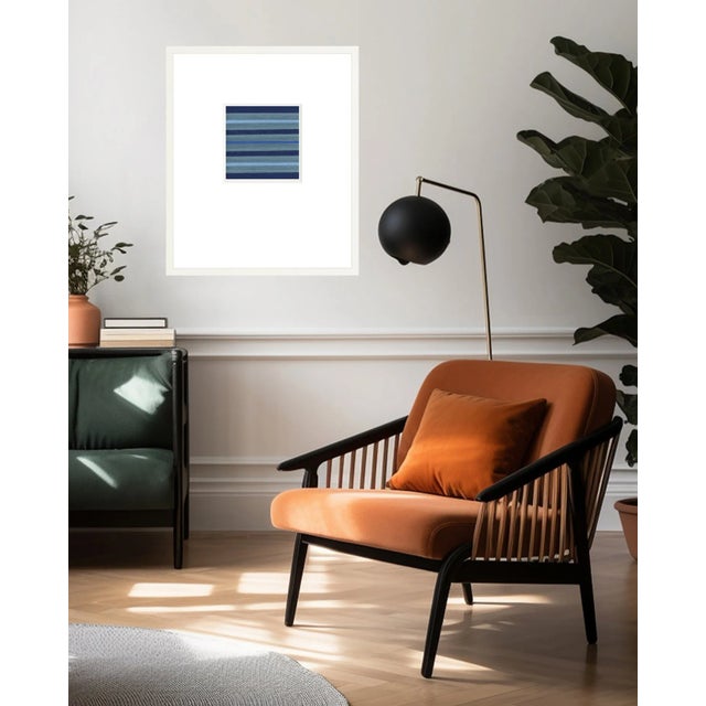 Abstract Lagoon in Blue - Fiber Art Fine Art Print - Matted & Framed For Sale - Image 3 of 5