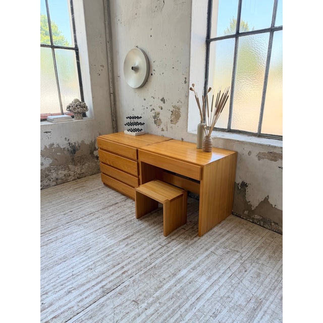 Savoie Desk, Chest of Drawers and Stool in Pine from Maison Regain, 1970s, Set of 4 For Sale - Image 3 of 18