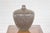 Ceramic Artisan Handmade Brown Glazed Ceramic Vase with Textured Cream Stokes For Sale - Image 7 of 12