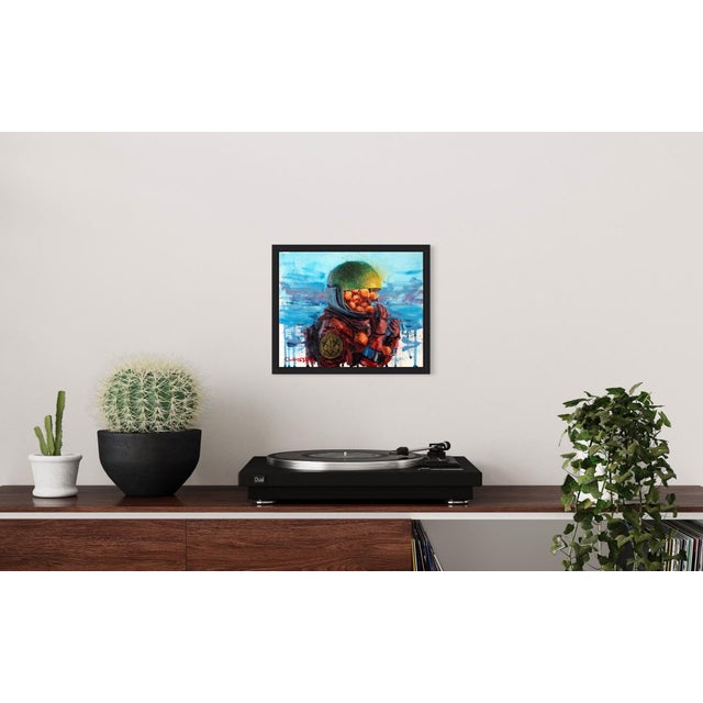 Contemporary An Apple a Day Keeps the Doctor Away by Andreas Claussen | Oil on Panel Astronaut eating oranges For Sale - Image 3 of 5
