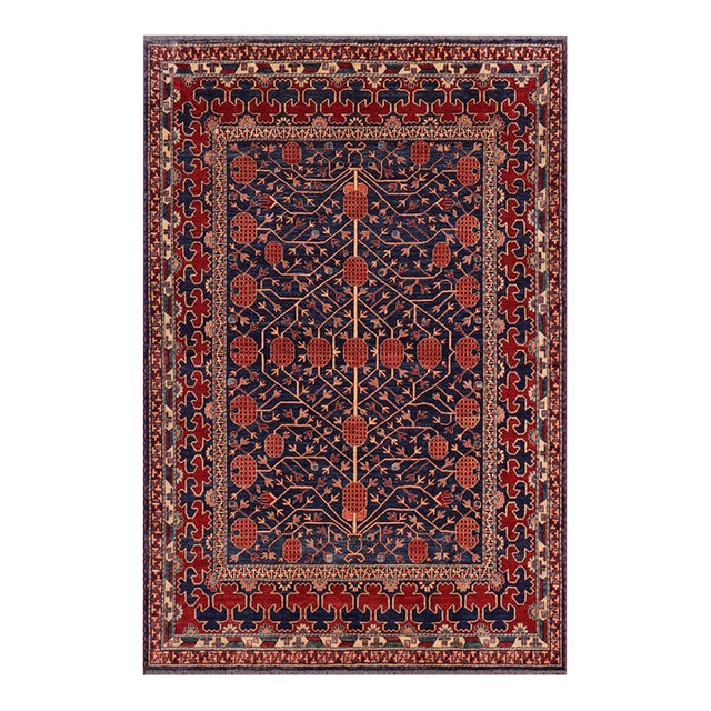 Bohemian Super Kazak Blue/Red Wool Rug - 7'0'' X 7'8'' For Sale