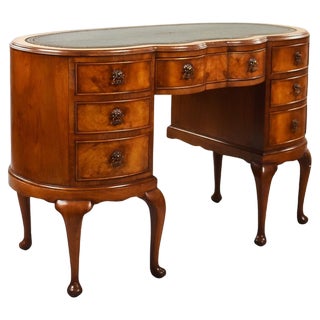 Kidney-Shaped Walnut Desk, 1920s For Sale