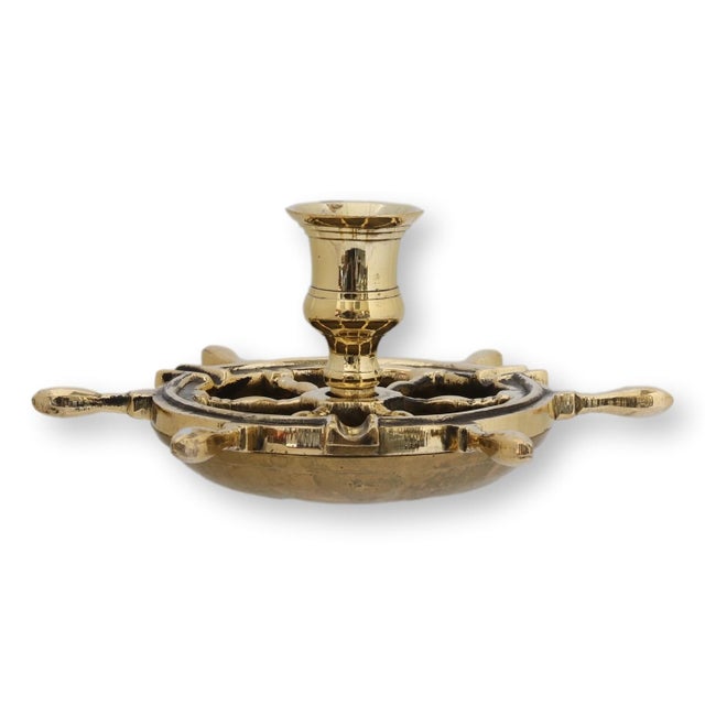 Late 19th Century Brass Ship's Wheel Ashtray w/ Match Holder For Sale - Image 5 of 5