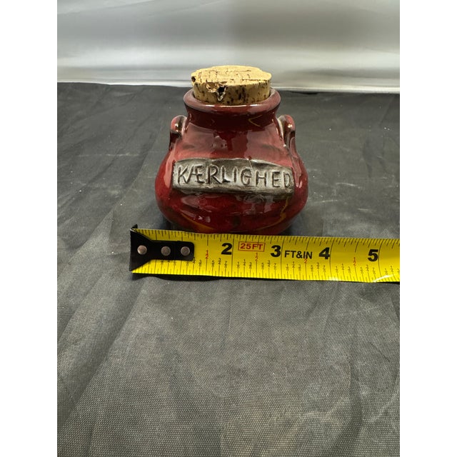 Red VTG Frelica Danmark Red Studio Pottery Kærlighed (Love) Jar & Cork Danish MCM For Sale - Image 8 of 11