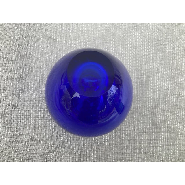 Vintage Cobalt Blue Glass Apple Paper Weight For Sale In New York - Image 6 of 8