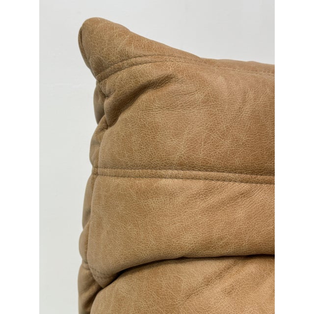 Ligne Roset French 3-Seater Togo Sofa in Camel Leather attributed to Michel Ducaroy for Ligne Roset For Sale - Image 4 of 14