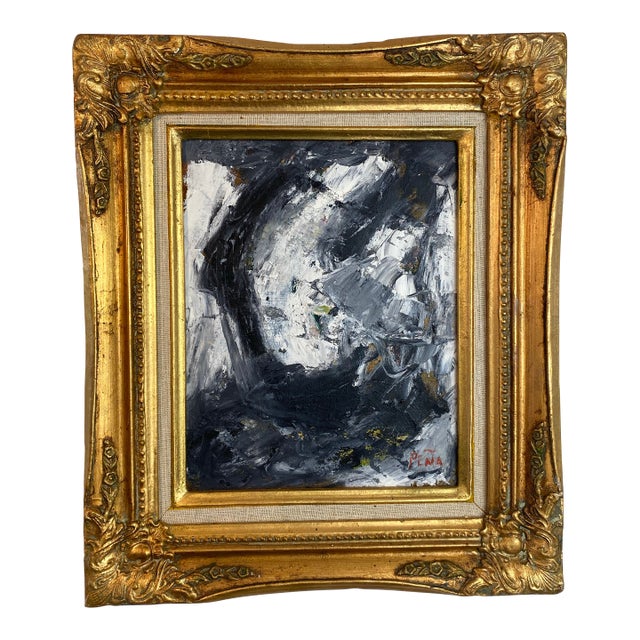 Original Abstract Expressionist Oil Painting in Ornate Vintage Gilded Frame by Francisco Peña 2026 For Sale