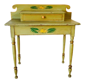 1838 Antique French Country Style Yellow Dressing Table