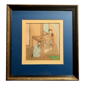 Antique Chinese Watercolor Painting on Silk Framed