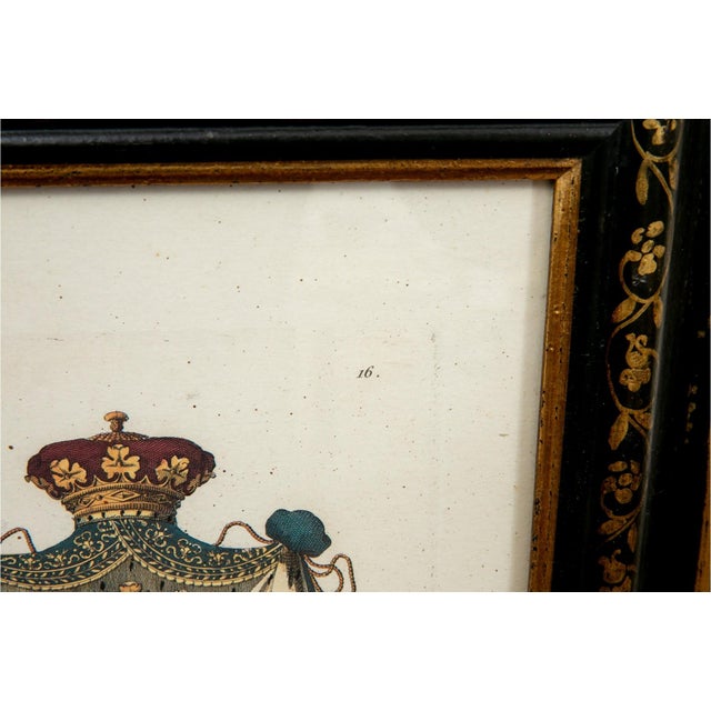 Paper Vintage French Heraldic Coat of Arms Framed Prints--a Pair For Sale - Image 7 of 9