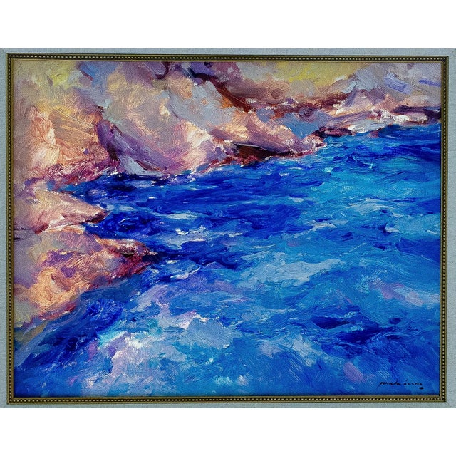Contemporary Late 20th Century Jose Antonio Pineda Bueno - Mar Y Rocas, Oil on Canvas For Sale - Image 3 of 6