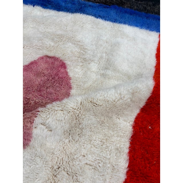 Ivory Hand-Knotted Moroccan Beni M'rirt Berber Rug — Geometric Color Block Wool on Ivory — 6'6" X 9'10" For Sale - Image 8 of 12