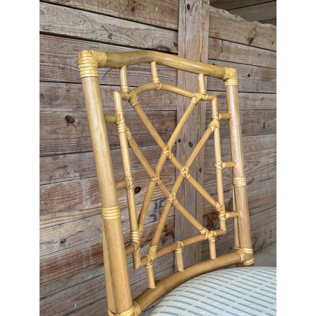 Set of Four Vintage Lexington Chinese Chippendale Rattan & Faux Bamboo Dining Chairs For Sale In Naples, FL - Image 6 of 12