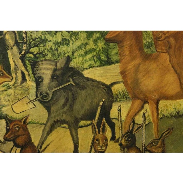 Unknown, Hunter's Funeral, Drawing in Tempera, Early 20th Century For Sale - Image 4 of 6