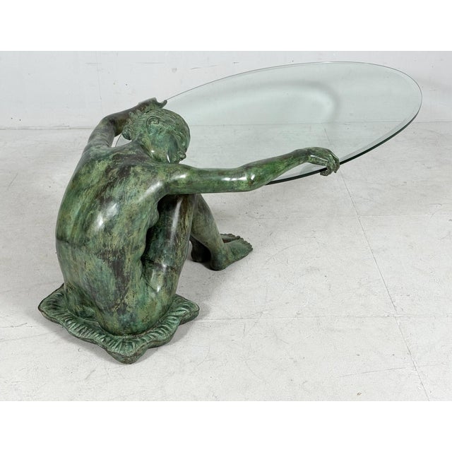 Sculptural Coffee Table with Female Nude Sculpture in Bronze, France, 1980s For Sale - Image 9 of 18