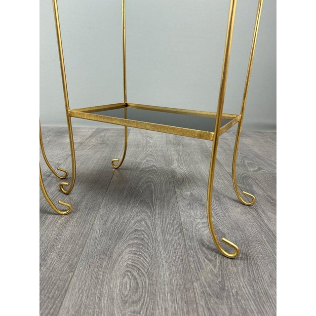 Gold Vintage Side Tables in Gilt Metal with Glazed Ceramic Tops, 1960s, Set of 2 For Sale - Image 8 of 12