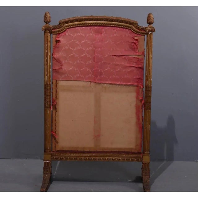 Antique French Louis XVI Style Gilt Wood & Pictorial Needlepoint Fire Screen, 19th Century For Sale - Image 11 of 11