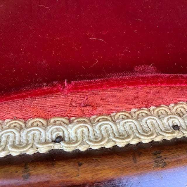 Red 19th Century Antique Curved Victorian Settee For Sale - Image 8 of 12
