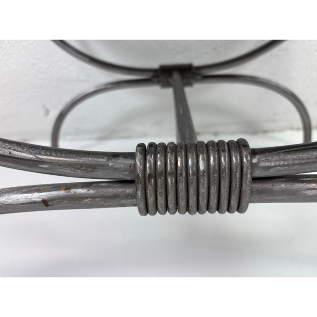 Late 20th Century Hand Forged Iron and Brass Upholstered Bench For Sale - Image 10 of 11