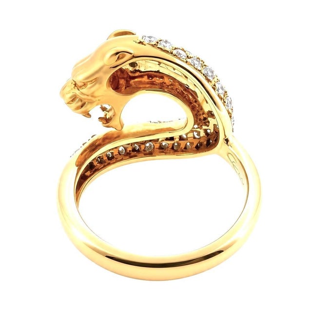 Metal Carrera Y Carrera 18k Gold Pave Diamond Panther Ring For Sale - Image 7 of 10