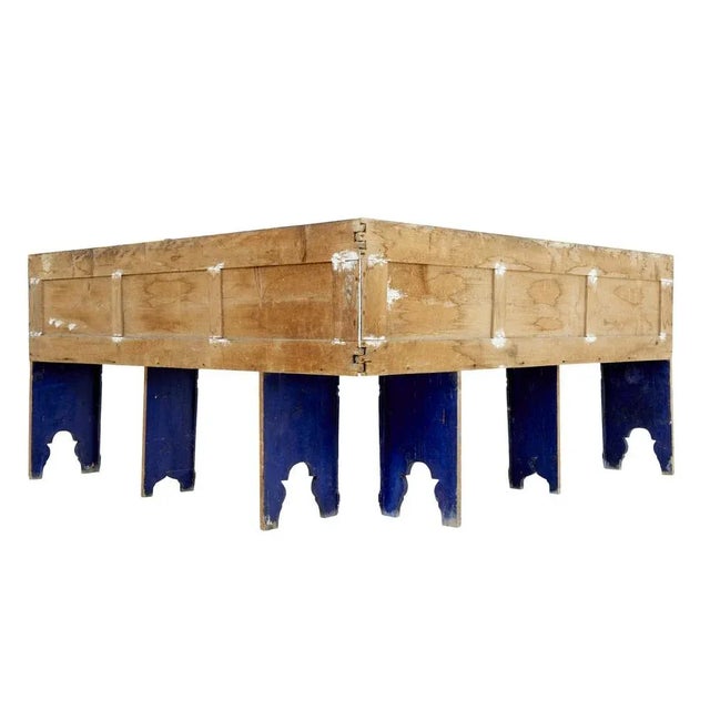 Aqua 19th Century Folk Art Hand Painted Corner Seat For Sale - Image 8 of 11