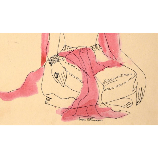 Mid 20th Century Indian Dancer - Vintage Illustration in Ink and Watercolor by Irene Pattinson For Sale - Image 5 of 6