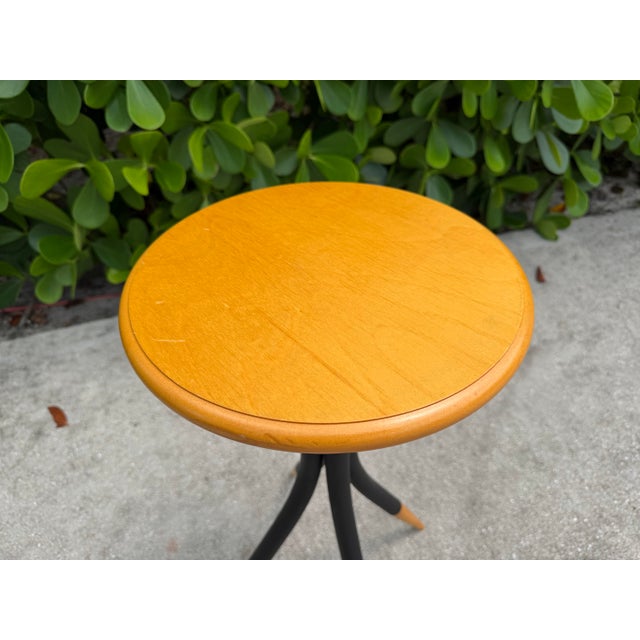 Vintage Sculptural Four-Prong Drink Table in Hardwood and Black Metal For Sale - Image 10 of 12