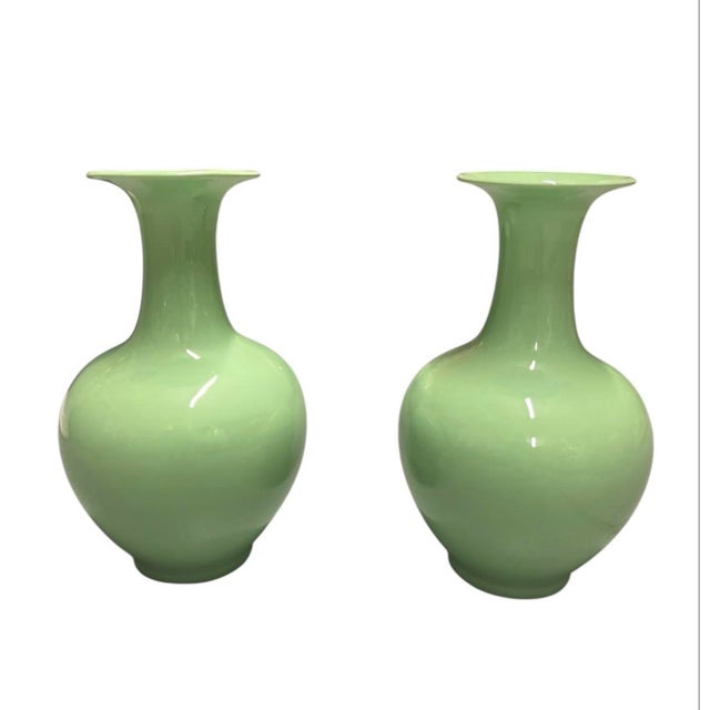 A Pair of Mid-Century Modern Style Porcelain Vases For Sale - Image 4 of 11