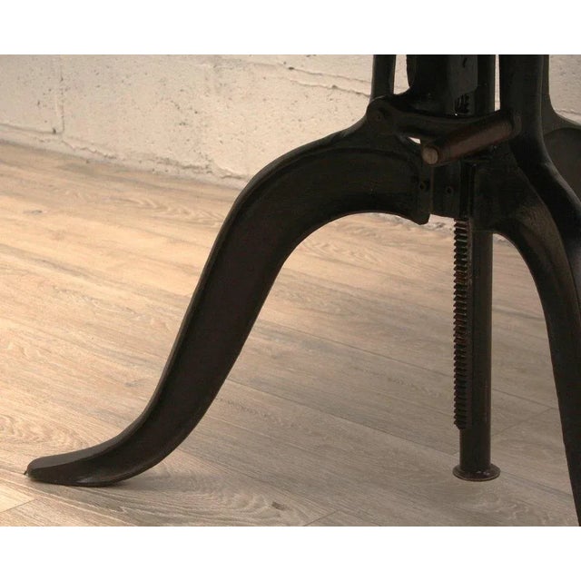 Mid-Century Modern Vintage Industrial Copper Table with Adjustable Crank Cast Iron Base Circa 1970s with Original Pattina For Sale - Image 3 of 5