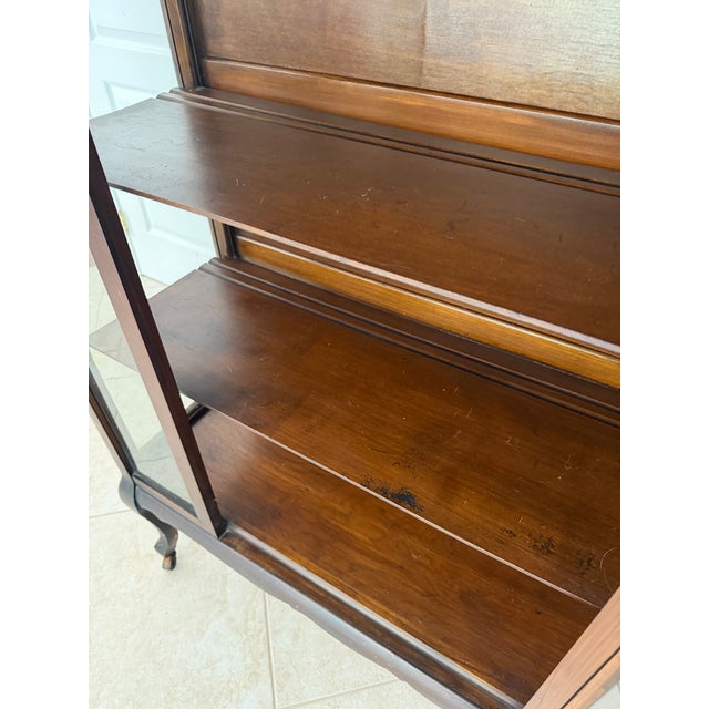 Antique Mahogany Wood Glass Curio Display Cabinet For Sale In New York - Image 6 of 9
