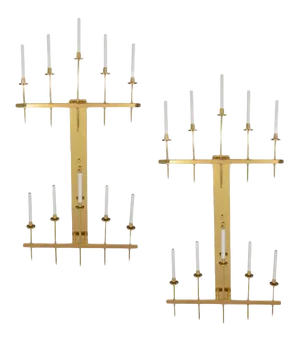 Monumental Modernist Brass Sconces Attributed to Tommi Parzinger - a Pair