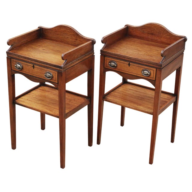 intage Mahogany Georgian Revival Bedside Tables, 1950s, Set of 2 For Sale - Image 9 of 9