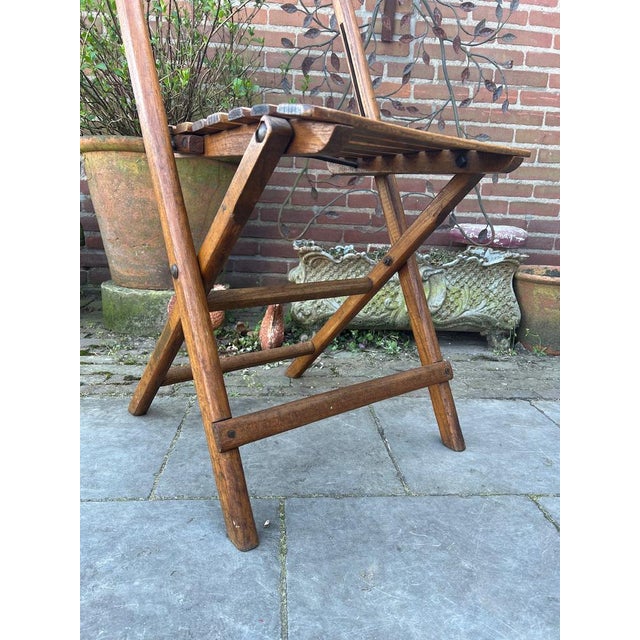 Dutch Elm Slat Wood Folding Chairs, 1940s, Set of 5 For Sale - Image 16 of 18