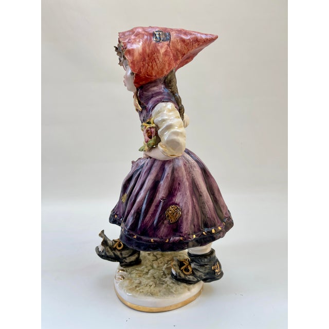 Purple Large Vintage Italian Capodimonte Hand-Made Porcelain Figurine For Sale - Image 8 of 11