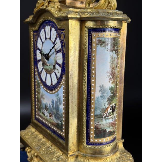 Antique Porcelain and Ormolu Mantel Clock from Richard & Cie, 1890s For Sale - Image 9 of 18