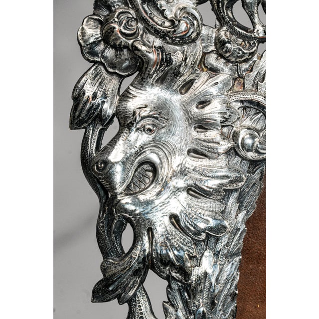 Regal Ornate Repousse Style Antique Silverplate Victorian Photo Picture Frame Lion Royalty Armorial For Sale - Image 9 of 18
