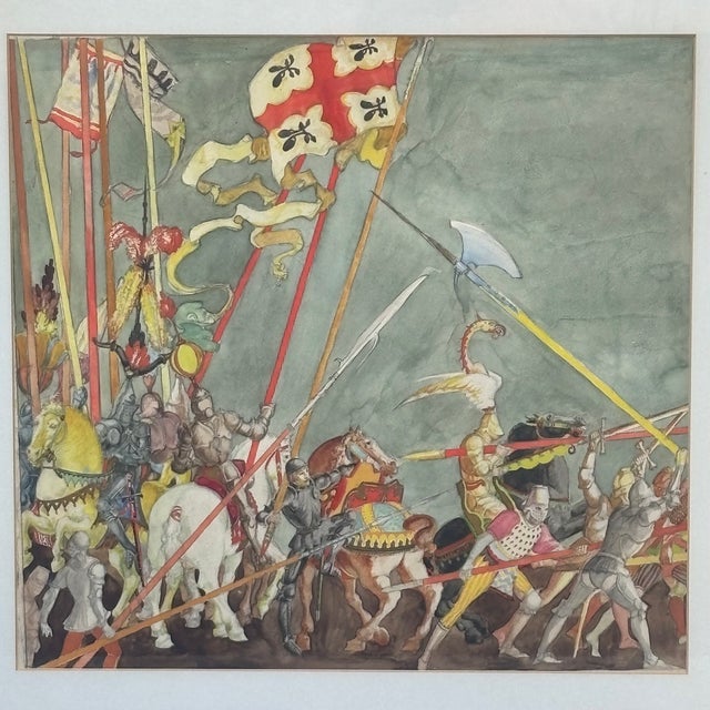A striking original watercolor attributed to celebrated Hungarian-American illustrator, painter and set designer Willy...