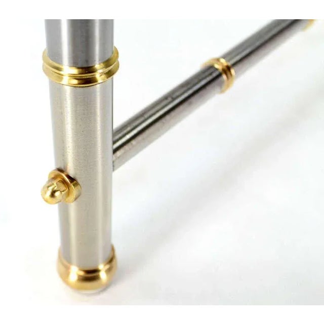 Mid-Century Modern Metal Faux Bamboo-Detailed Square Coffee Table For Sale - Image 4 of 10