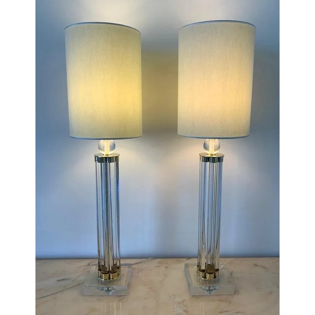 Metal Murano Glass and Brass Table Lamps, Set of 2 For Sale - Image 7 of 8