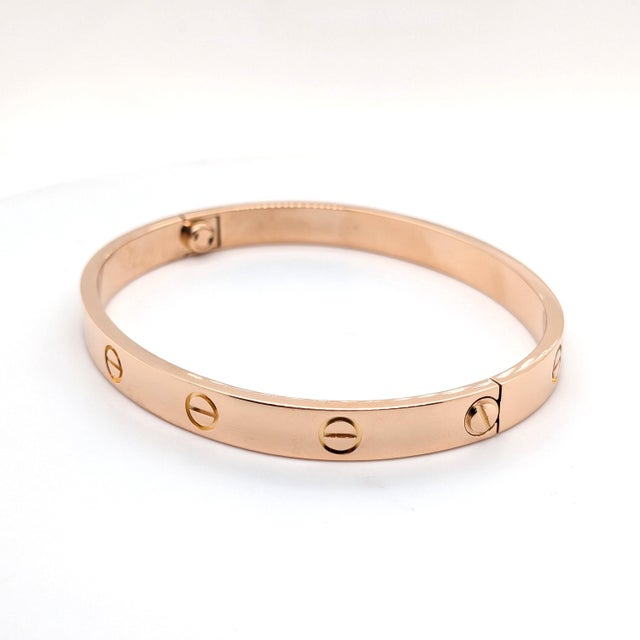 Gold Cartier Love Bracelet in 18k Rose Gold - Size 18 For Sale - Image 8 of 11