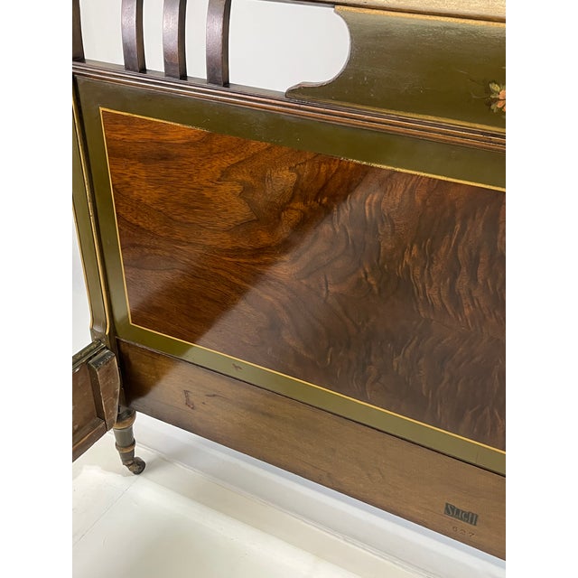 Neoclassical Sligh Grand Rapids Walnut Burl & Hand-Painted Full Bed For Sale - Image 14 of 18