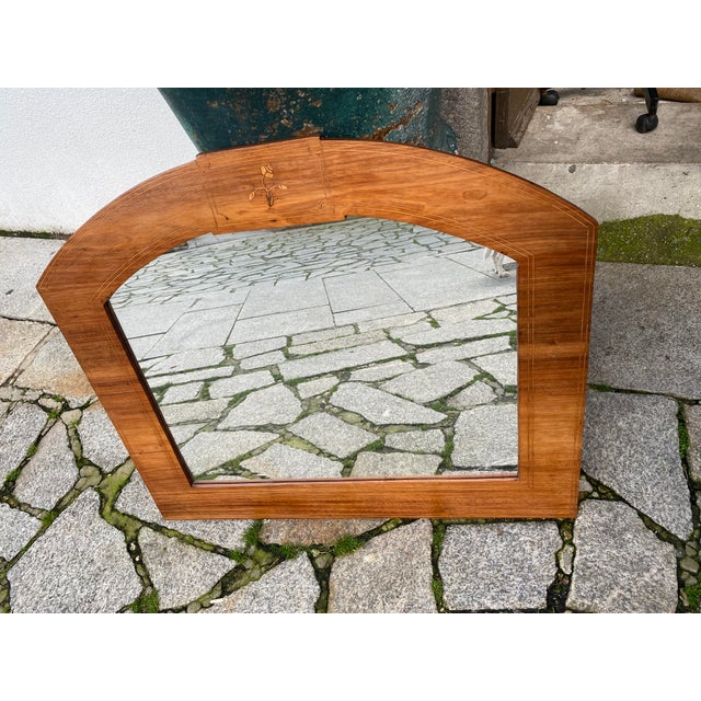 Antique Mirror with Wood Frame For Sale - Image 3 of 6