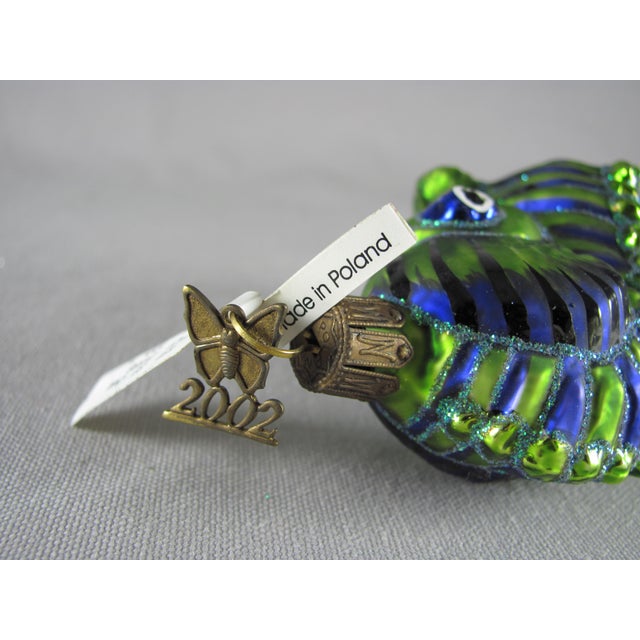Green 2002 Neiman Marcus Blown Glass Seahorse Christmas Ornament For Sale - Image 8 of 8