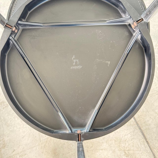 Brighella Stools/Side Tables attributed to Zanotta in Black Leather, 1980s, Set of 2 For Sale - Image 10 of 17