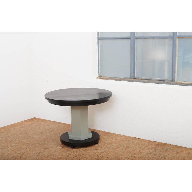 Wooden Round Table in Black Grey, 1930s For Sale - Image 10 of 12