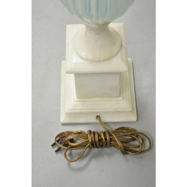 Vintage Murano Italian Mid Century Modern Blue Blown Glass Marble Table Lamp For Sale - Image 14 of 15