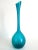 Glass Vintage Mid Century Modernist Hand Blown Aqua Teal Blue Art Glass Bottle Vase For Sale - Image 7 of 13