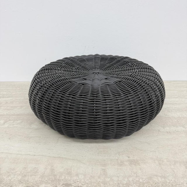 Vintage Round Black Woven Plastic Ottoman from Ikea, 1980s For Sale - Image 16 of 18